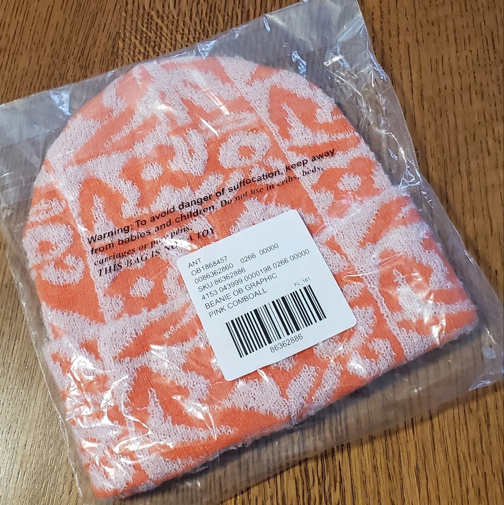 Anthropologie Graphic Beanie - pink / orange - Picture 6 of 7